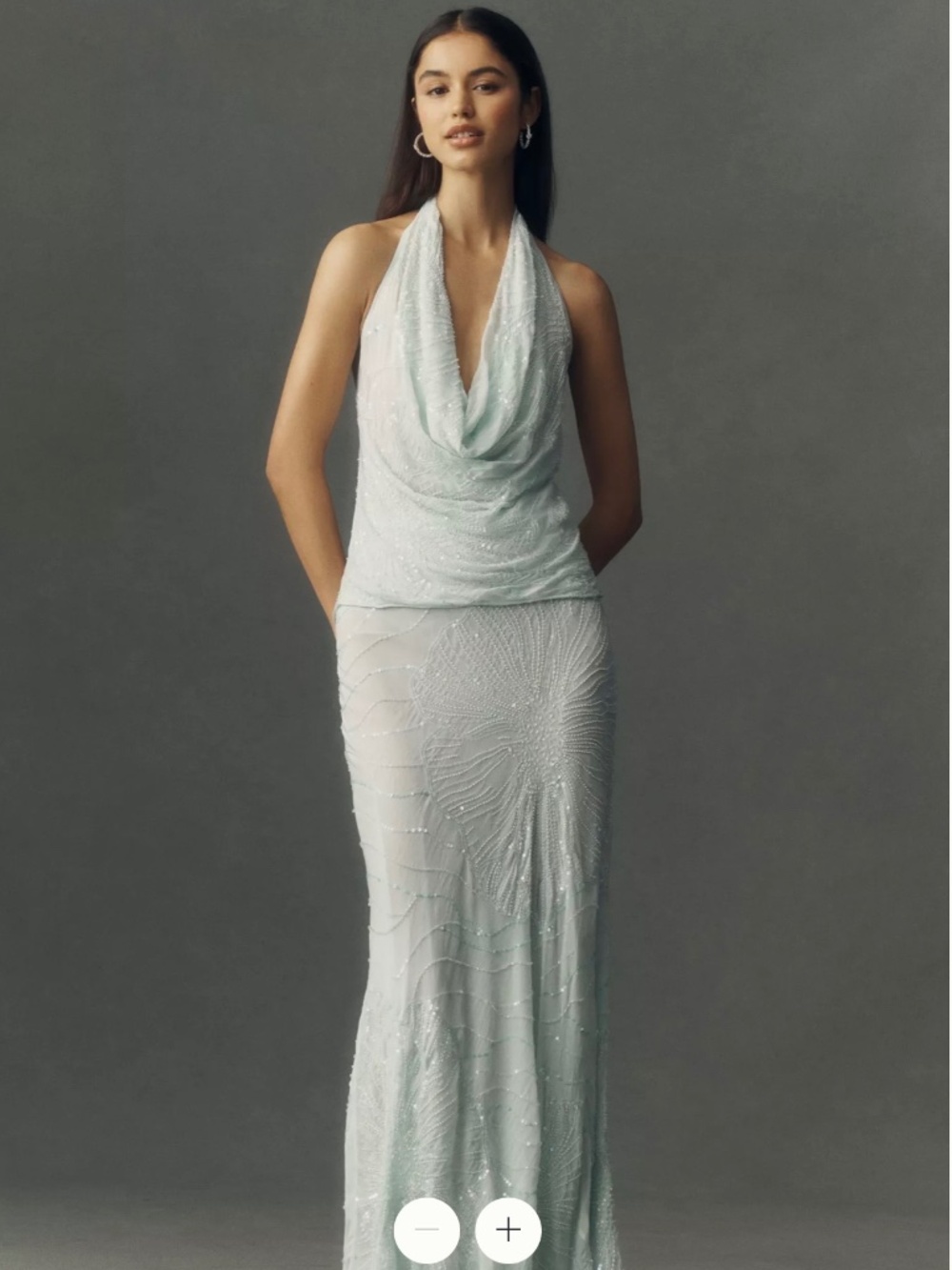 BHLDN COWL NECK BEADED TOP AND SKIRT SET